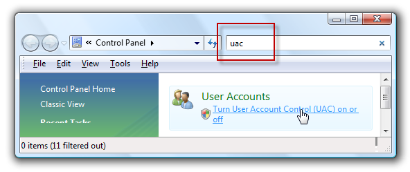 Vista UAC Search